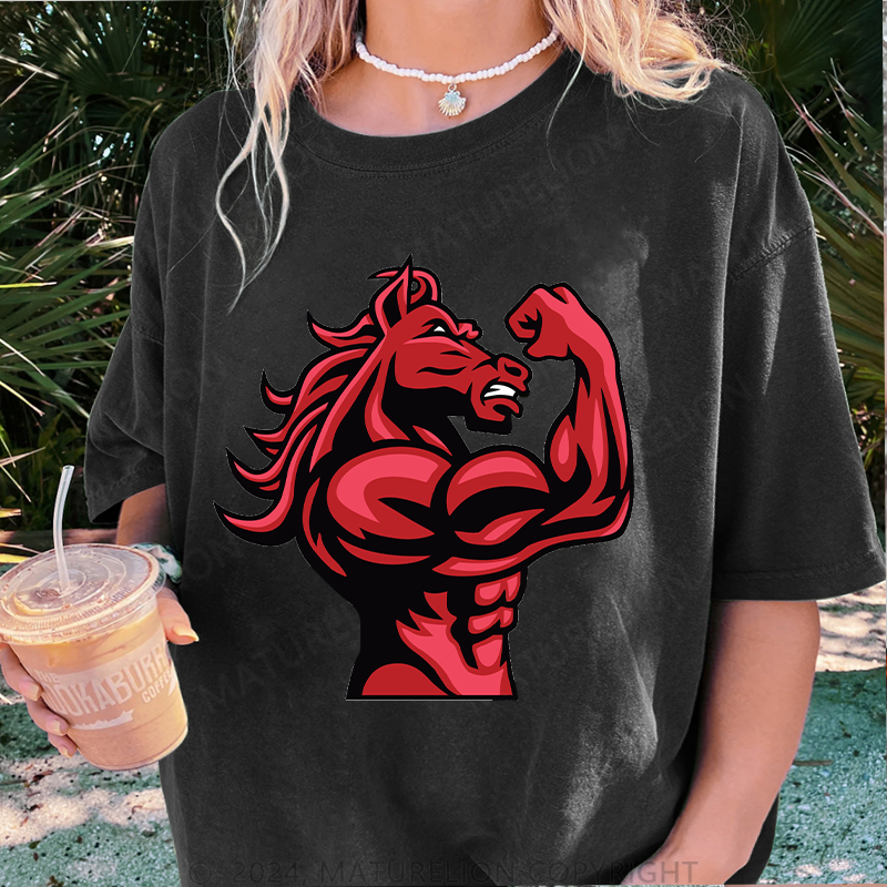 Maturelion Gym Damen Gewaschene Vintage T-Shirt