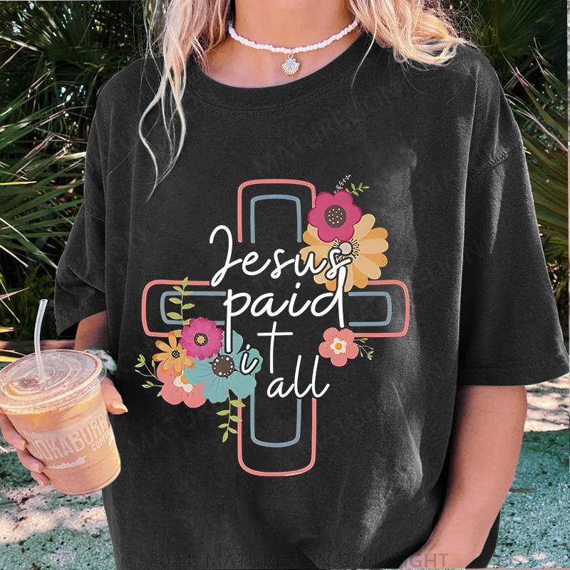 Maturelion Jesus Damen Gewaschene Vintage T-Shirt