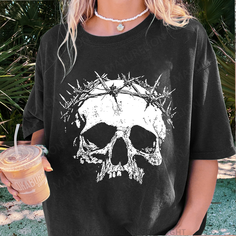 Maturelion Christus Damen Gewaschene Vintage T-Shirt