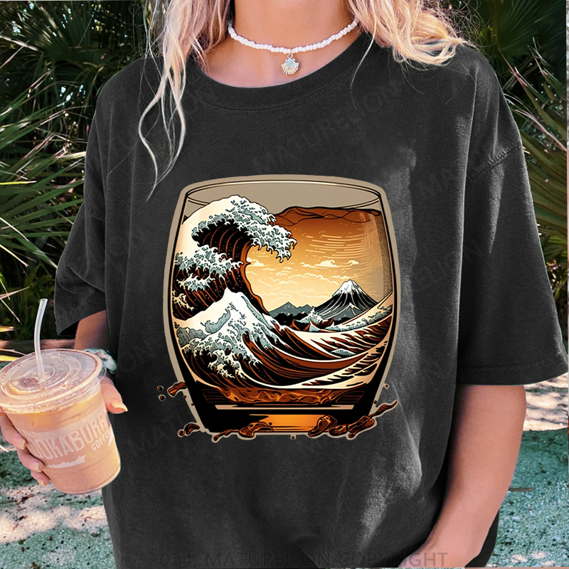 Maturelion Japanisch Damen Gewaschene Vintage T-Shirt