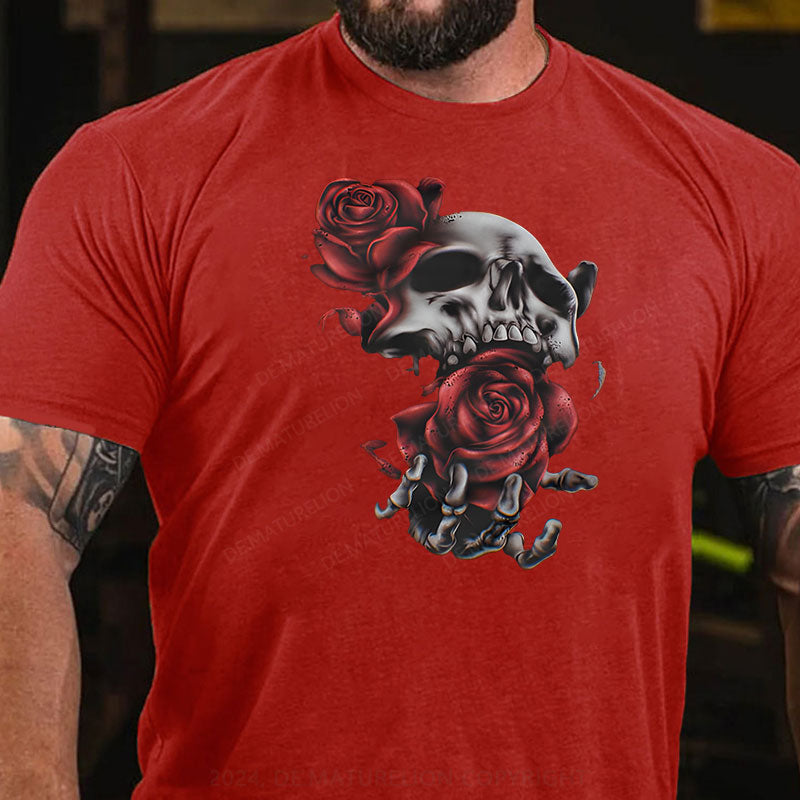 Skeleton Blumen Weihnachten T-Shirt