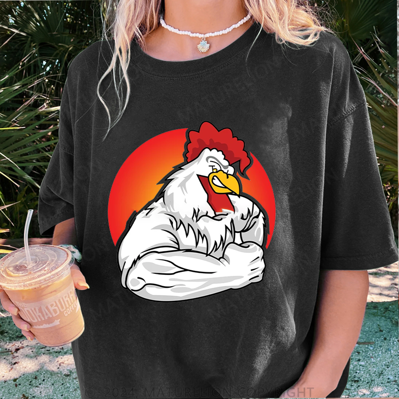 Maturelion Gym Damen Gewaschene Vintage T-Shirt