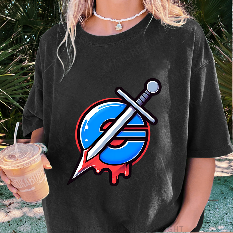 Maturelion IE Damen Gewaschene Vintage T-Shirt