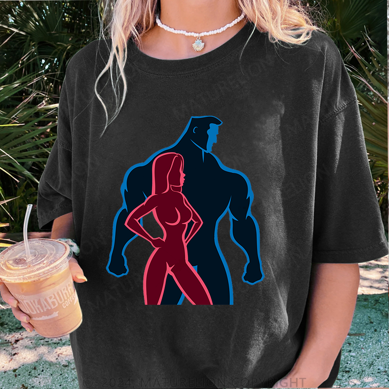 Maturelion Gym Damen Gewaschene Vintage T-Shirt