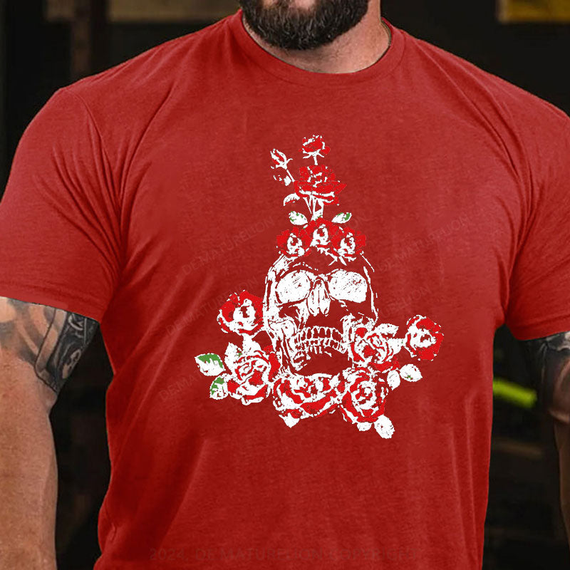 Skeleton Blumen Weihnachten T-Shirt