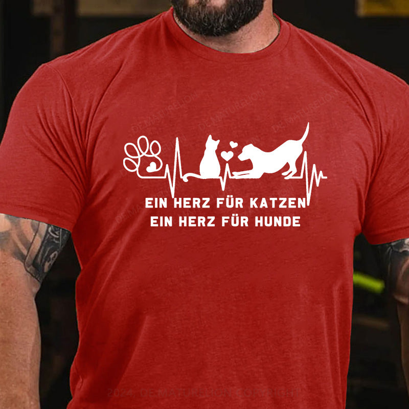Ein Herz für Katzen Ein Herz für Hunde T-Shirt