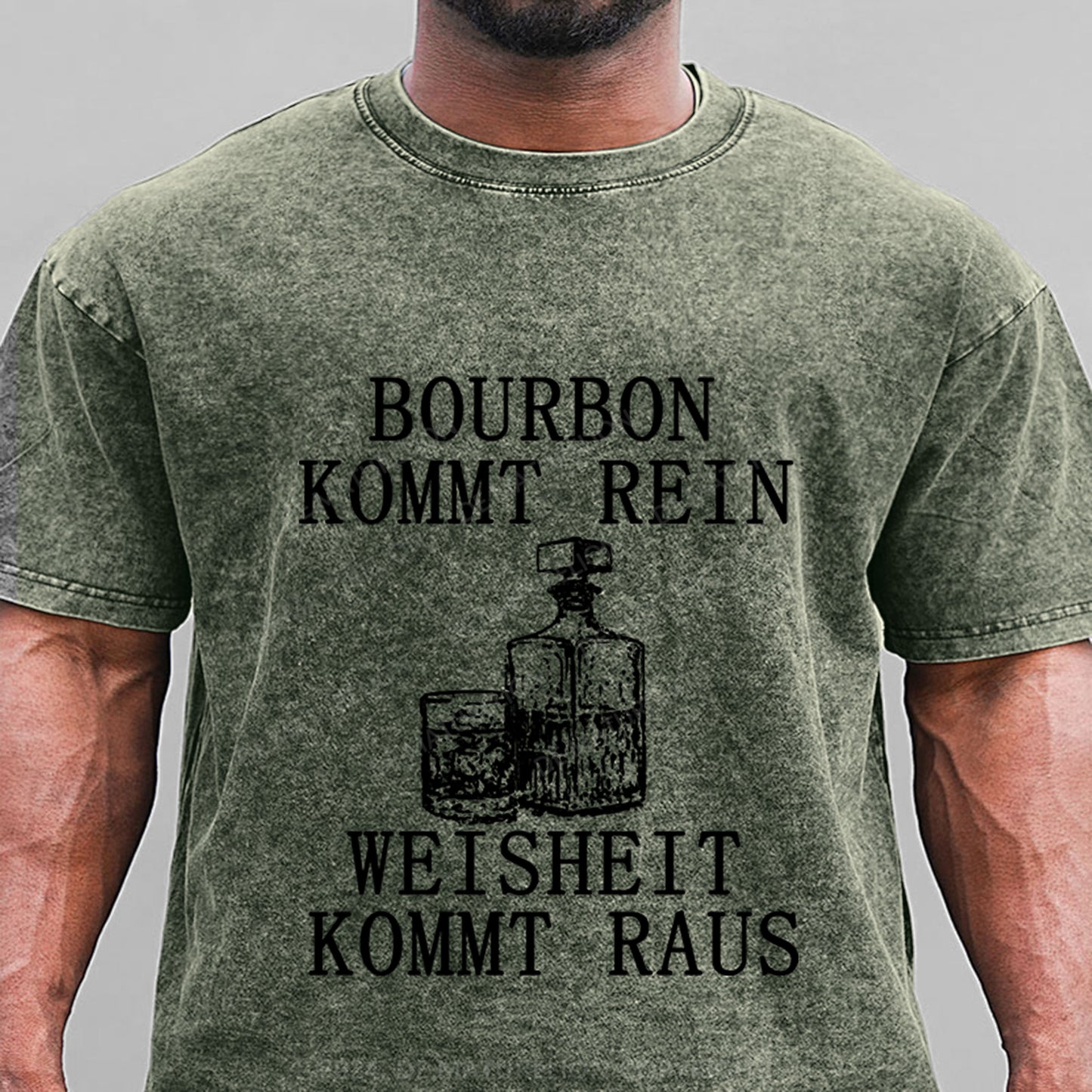 Bourbon kommt rein Weisheit kommt raus Gewaschene Vintage T-Shirt