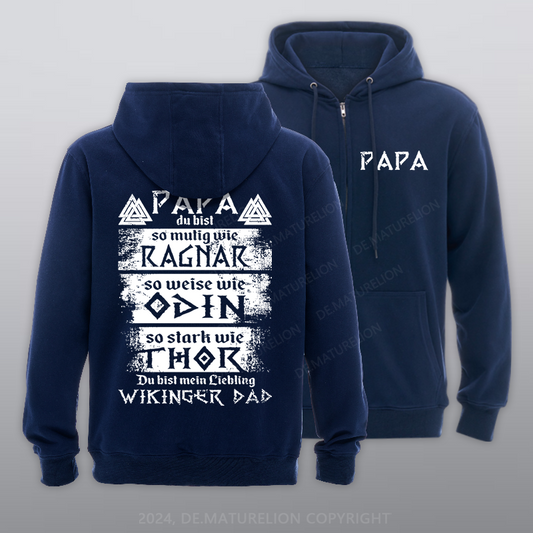 Maturelion Wikinger Papa Reißverschluss Hoodie