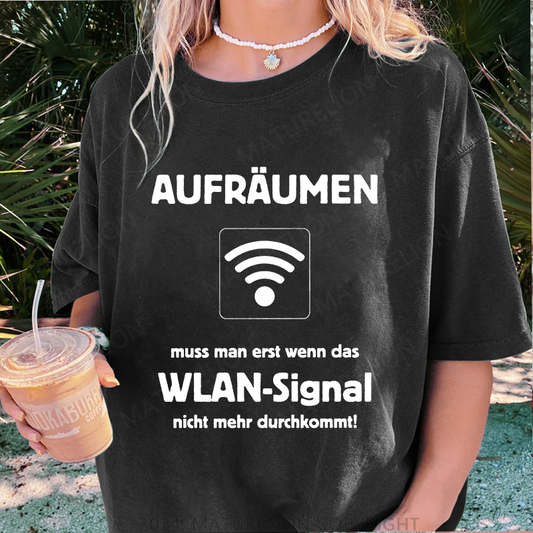 Maturelion Aufräumen WLAN Damen Gewaschene Vintage T-Shirt