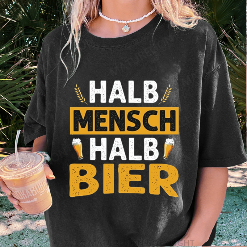 Maturelion Halb Mensch Halb Bier Damen Gewaschene Vintage T-Shirt