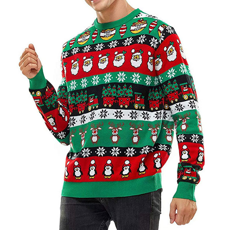 Frohe Weihnachten Weihnachtsmann Schneeflocke Mit Aufdruck Weihnachtspullover Pulli