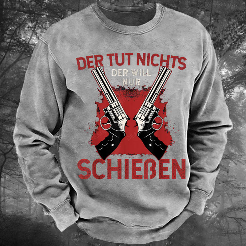 Schützenfest Schießen Schießsport Waffe Sportschütze Gewaschenes Sweatshirt