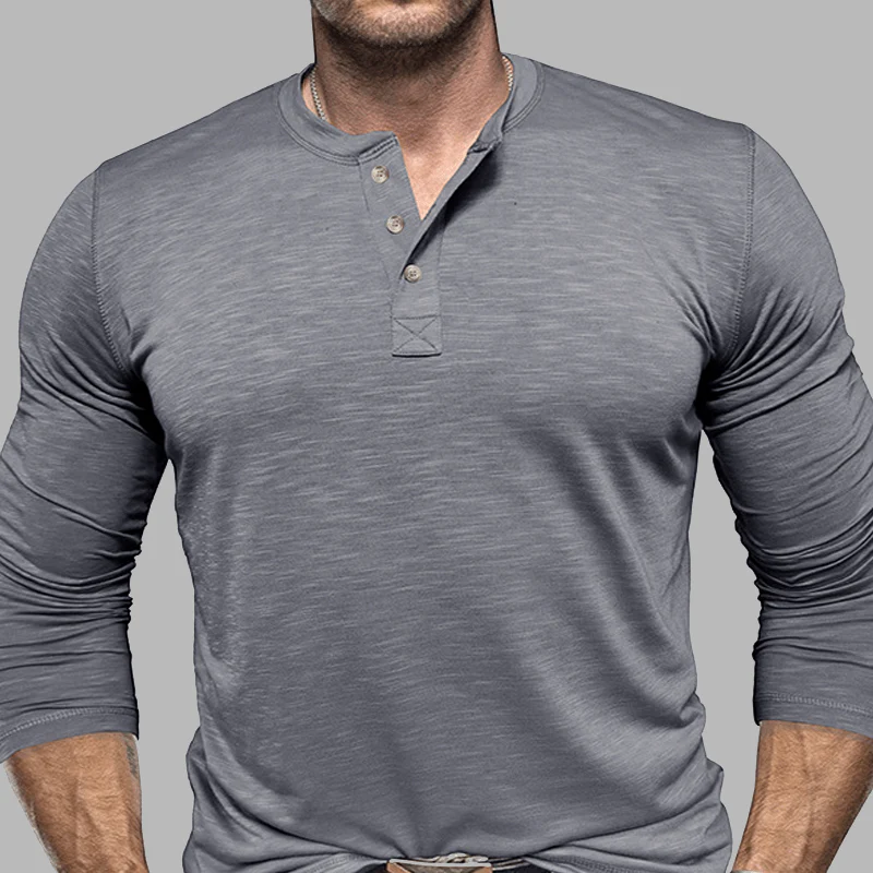 Klassisches langärmliges im Essential Stil Henley Shirt