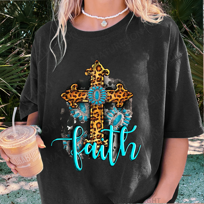 Maturelion Die Glaube Damen Gewaschene Vintage T-Shirt