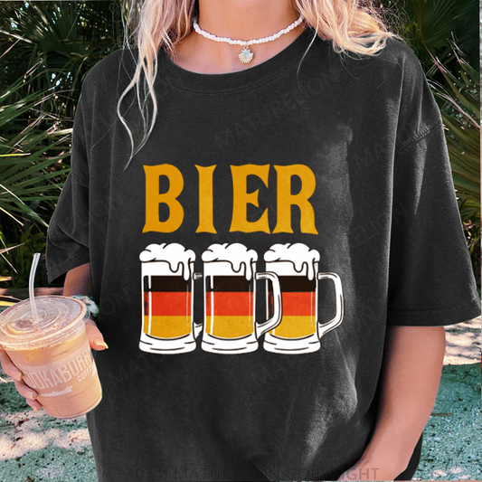 Maturelion Bier Damen Gewaschene Vintage T-Shirt