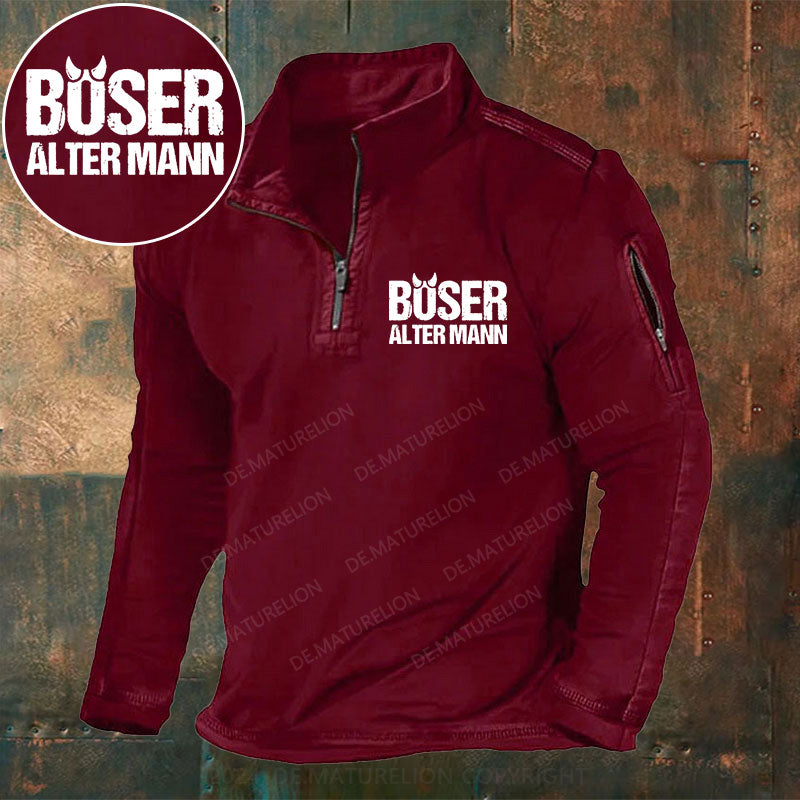 Böser Alter Mann Stehkragen Reißverschluss Polo Shirt