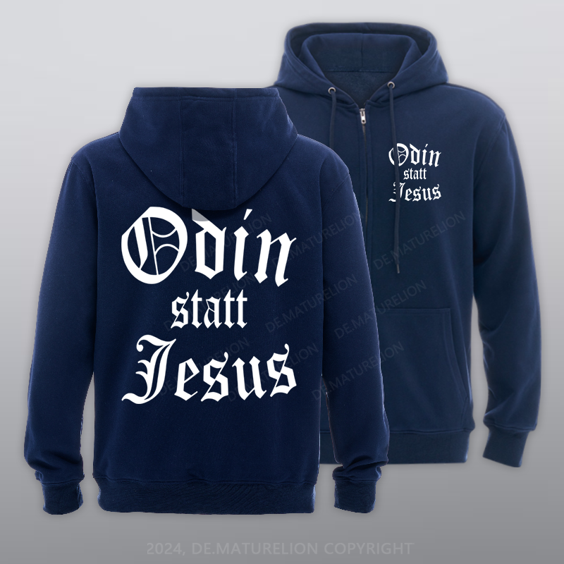 Maturelion Odin statt Jesus Reißverschluss Hoodie