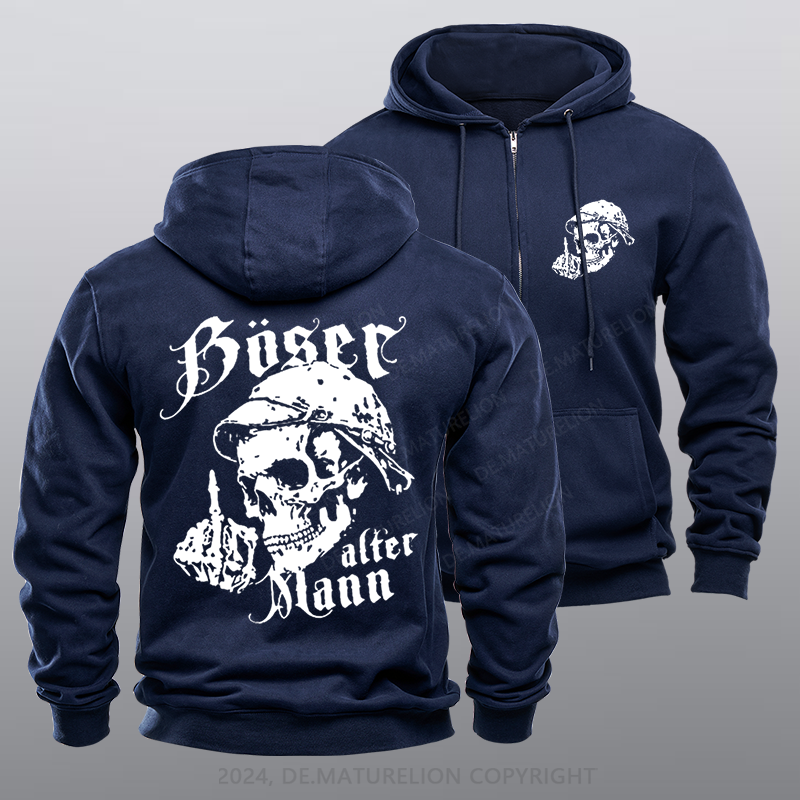 Maturelion Böser Alter Mann Reißverschluss Hoodie