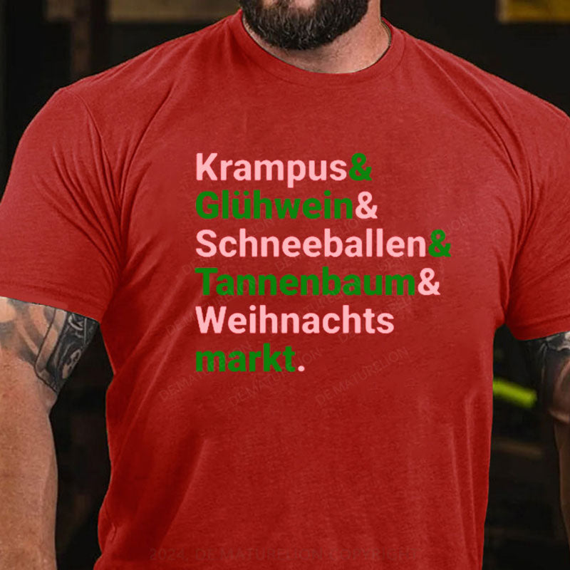 Krampus Glühwein Schneeballen Tannenbaum Weihnachtsmarkt T-Shirt