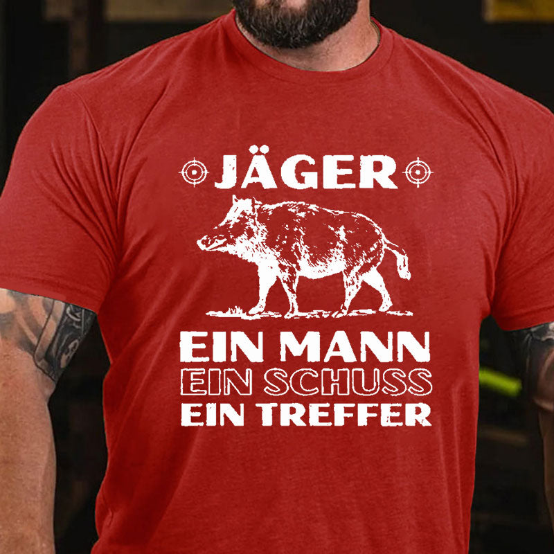 Jäger Ein Mann Ein Schuss Ein Treffer T-Shirt