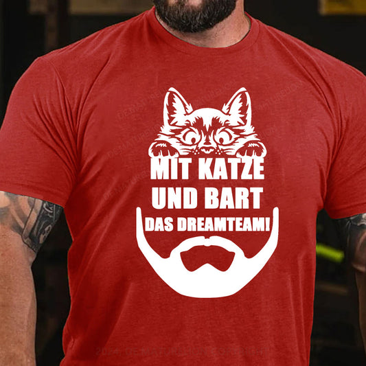 Mit Katze und Bart - das Dreamteam! T-Shirt