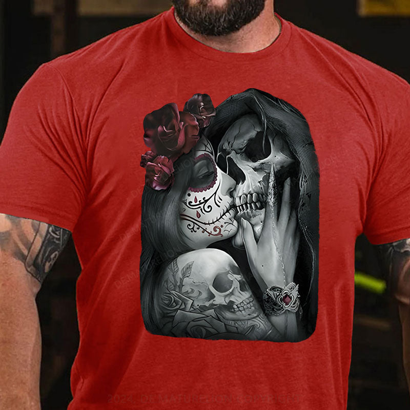 Skeleton Blumen Liebe Weihnachten T-Shirt