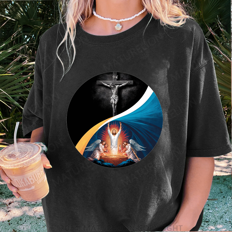 Maturelion Christus Damen Gewaschene Vintage T-Shirt