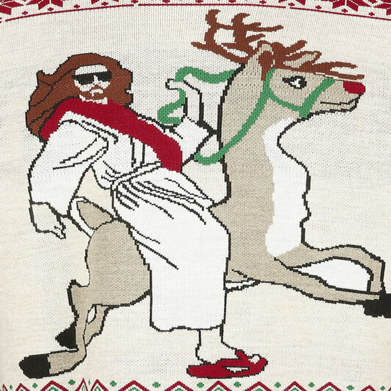 Jesus Reitet Ein Rentier Hässliche Weihnachtspullover Funny Xmas Ugly Christmas Sweater