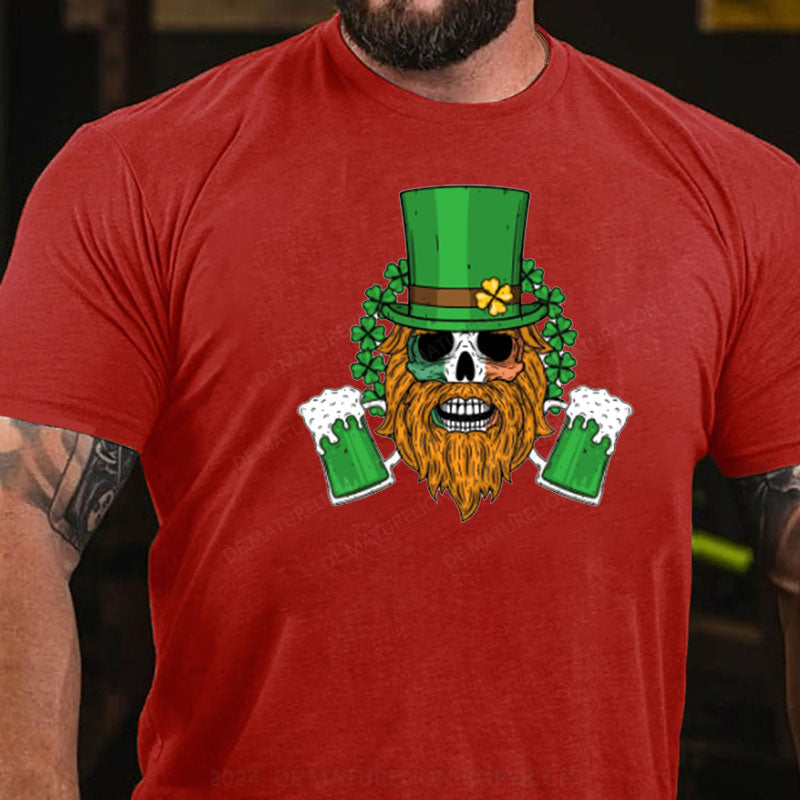 St. Patricks Tag Kleeblatt Skeleton Bier T-Shirt