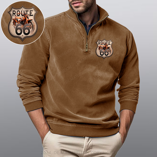 Maturelion Route 66 Stehkragen Poloshirt
