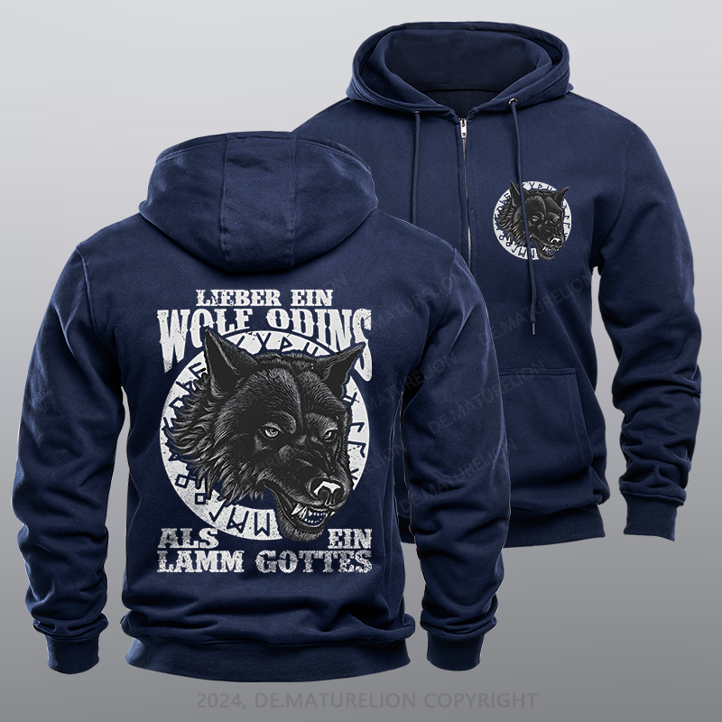 Maturelion Wolf Odins Reißverschluss Hoodie