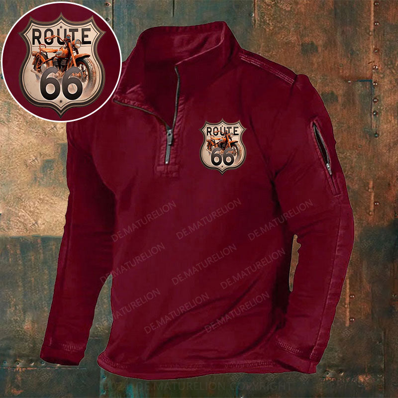 Route 66 Stehkragen Reißverschluss Polo Shirt