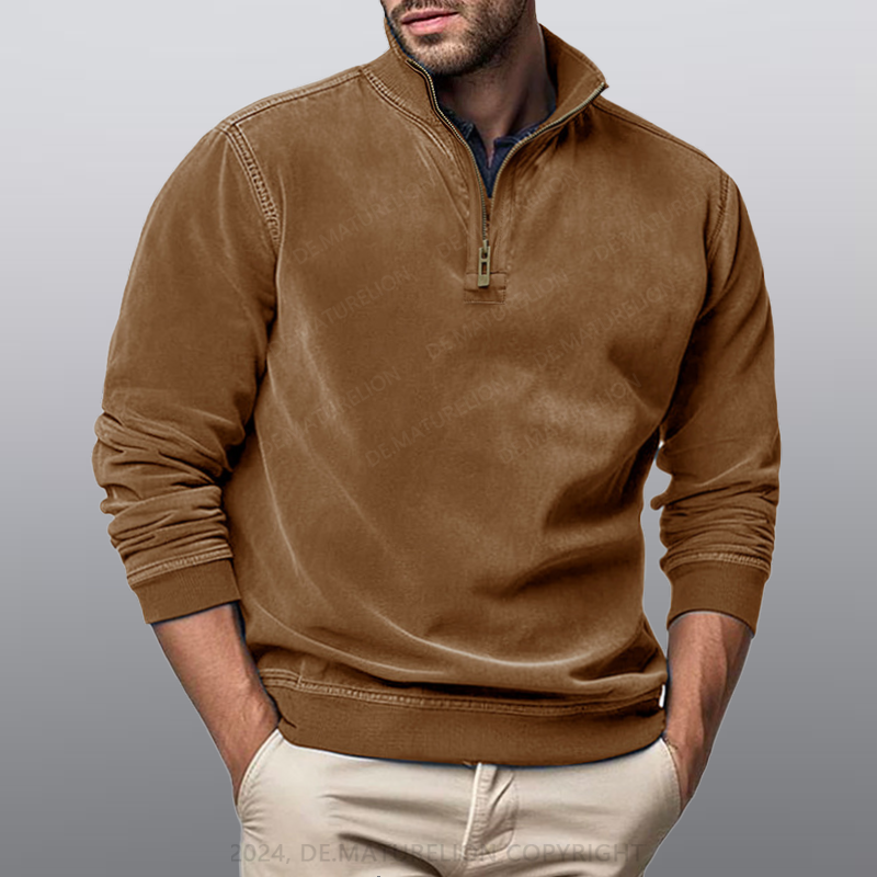 Maturelion Männer Stehkragen Poloshirt