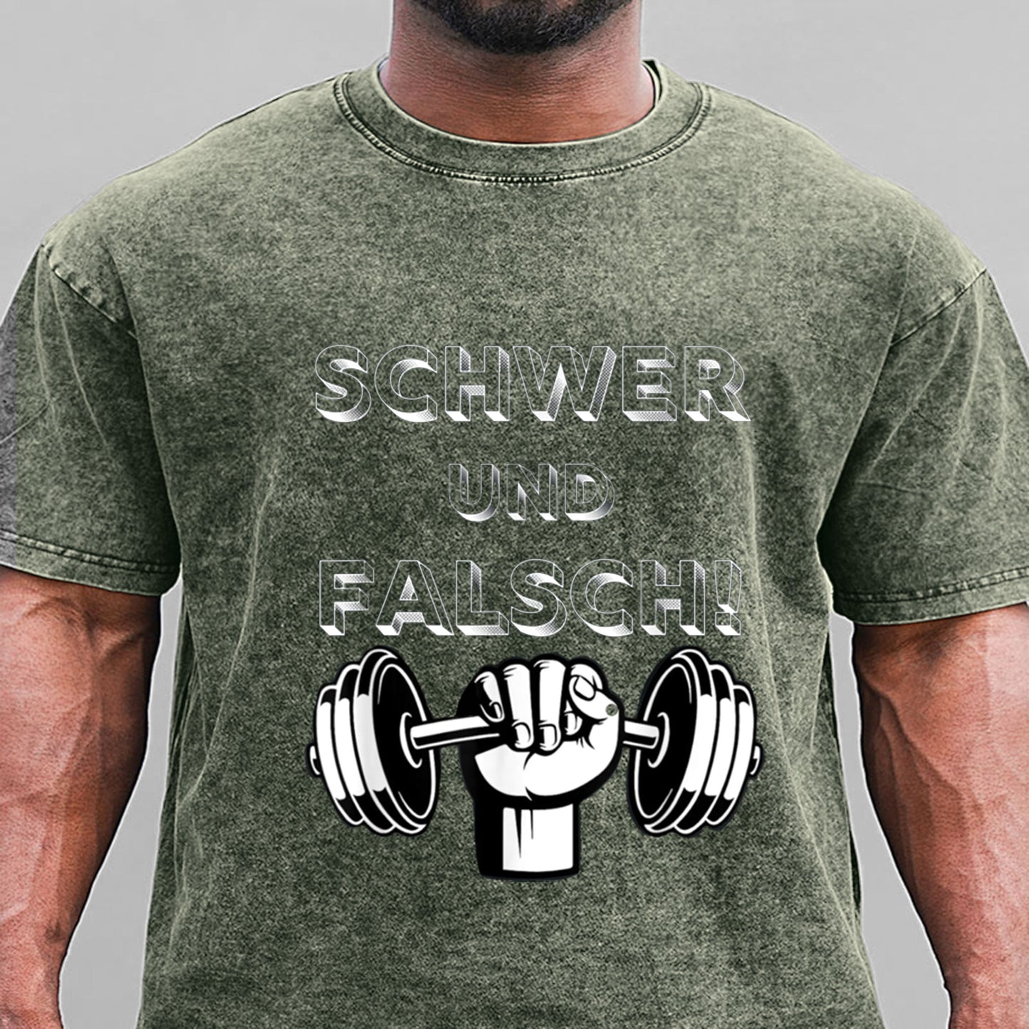 Schwer und Falsch Bodybuilding Gym Fitness Gewaschene Vintage T-Shirt