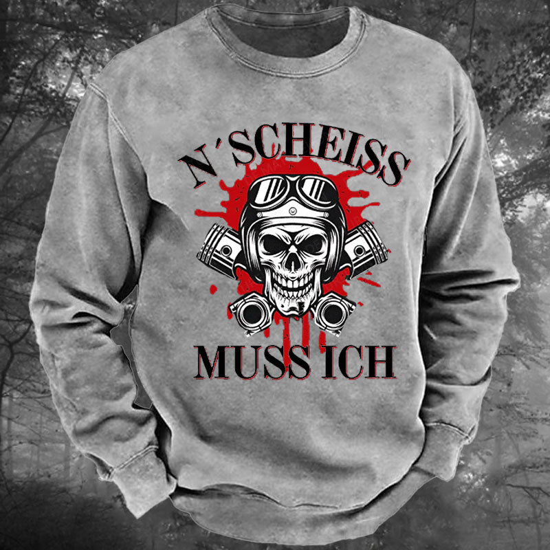 N´Scheiß muss ich Gewaschenes Sweatshirt