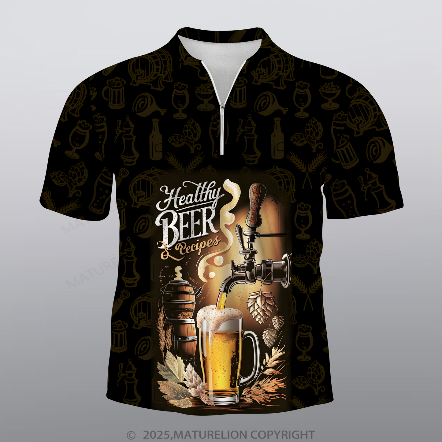 Maturelion Bier Männer Voll-Print Polo Shirt