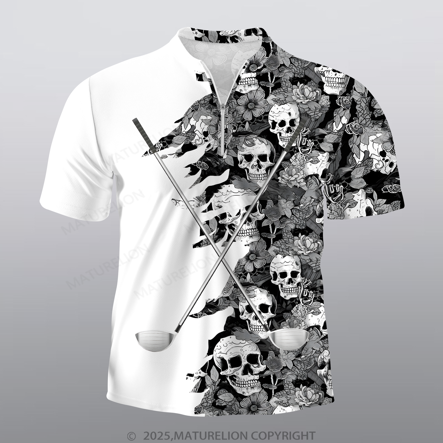 Maturelion Golf Männer Voll-Print Polo Shirt