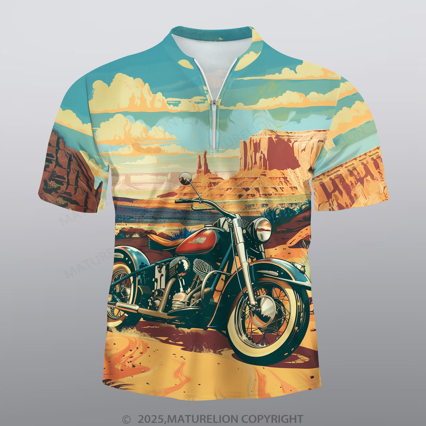 Maturelion Motorrad Männer Voll-Print Polo Shirt