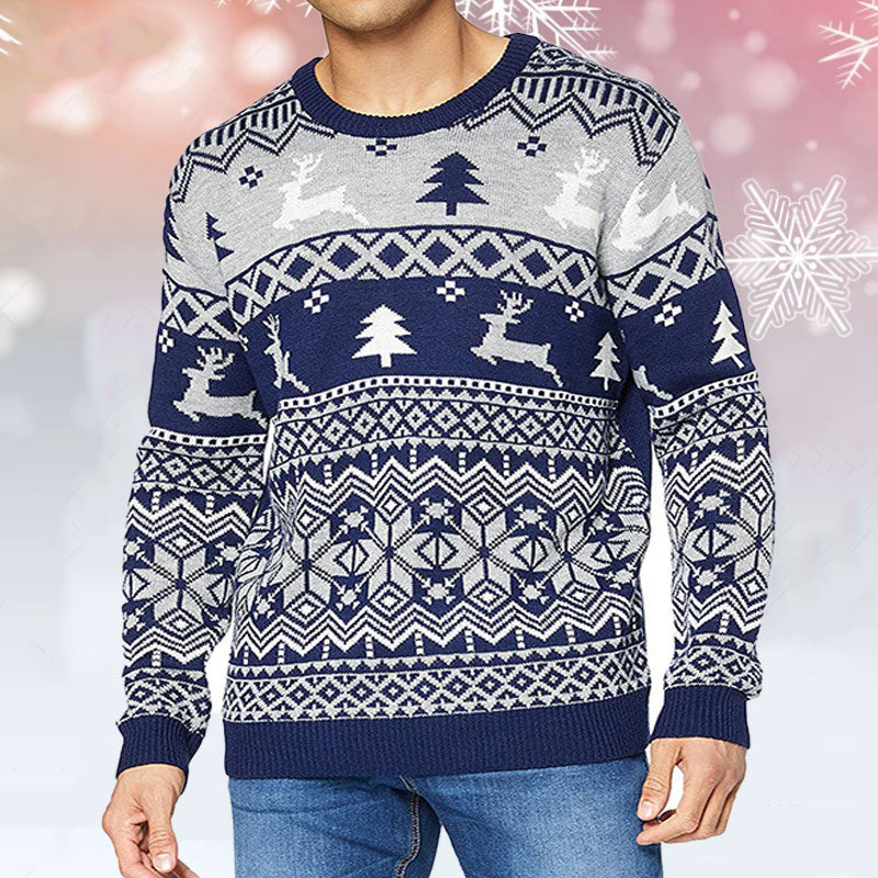 Hirsch Schneeflocke Mit Aufdruck Weihnachtspullover Pulli