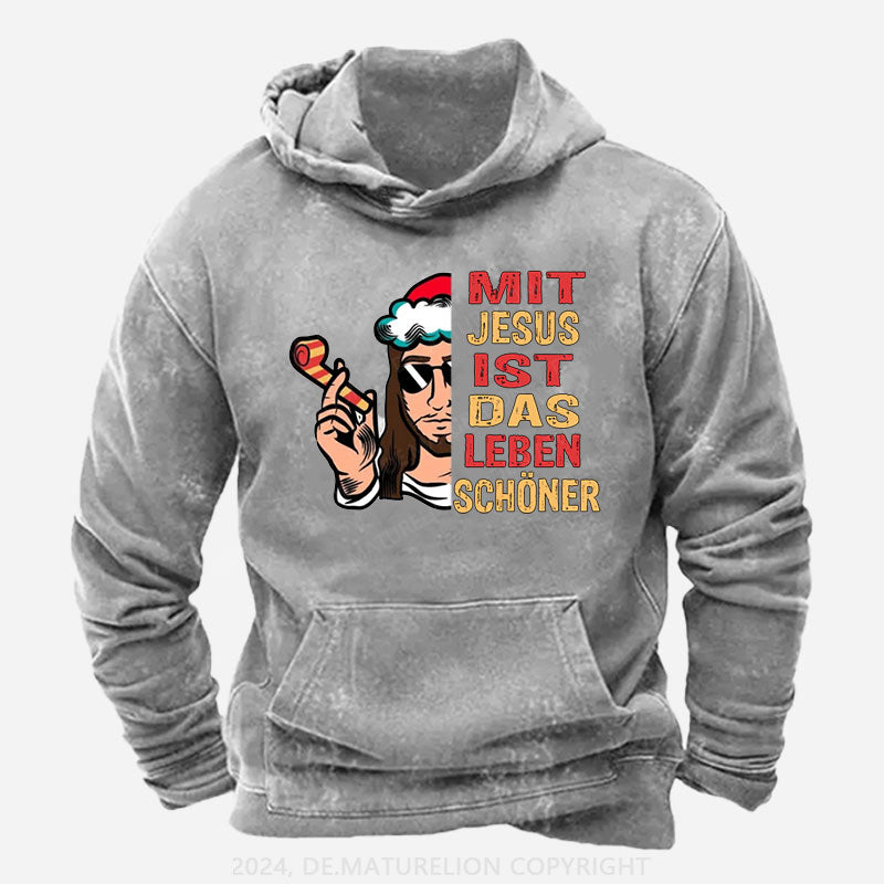 Mit Jesus Ist Das Leben Schöner Weihnachten Hoodie