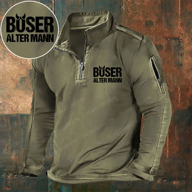 Böser Alter Mann Stehkragen Reißverschluss Polo Shirt