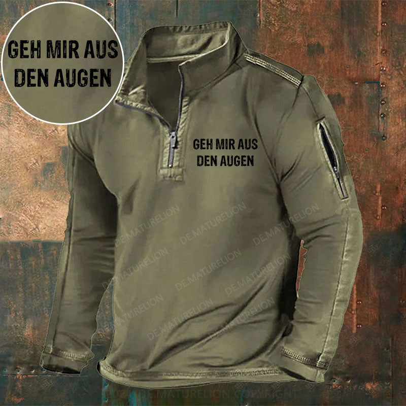 Geh mir aus den Augen Stehkragen Reißverschluss Polo Shirt