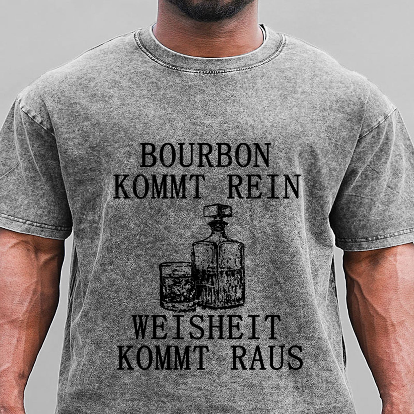 Bourbon kommt rein Weisheit kommt raus Gewaschene Vintage T-Shirt