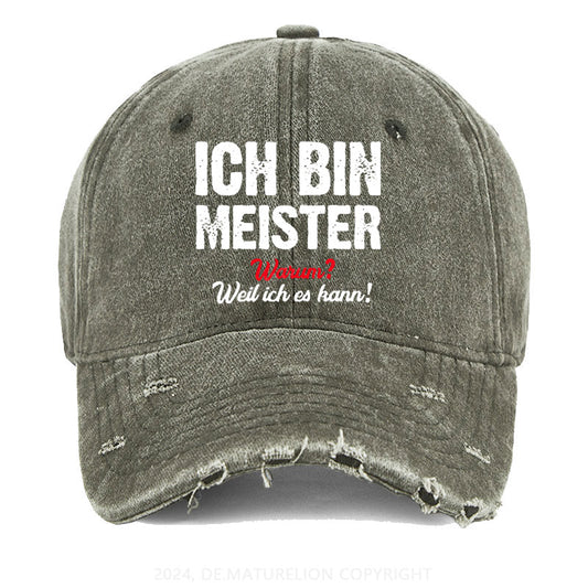 Ich Bin Meister Warum? Weil Ich es Kann Gewaschene Vintage Cap