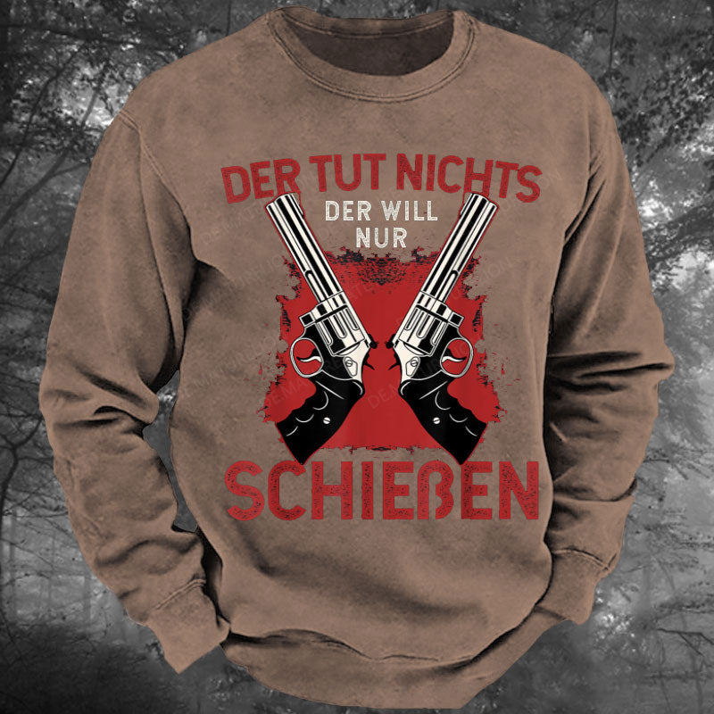 Schützenfest Schießen Schießsport Waffe Sportschütze Gewaschenes Sweatshirt