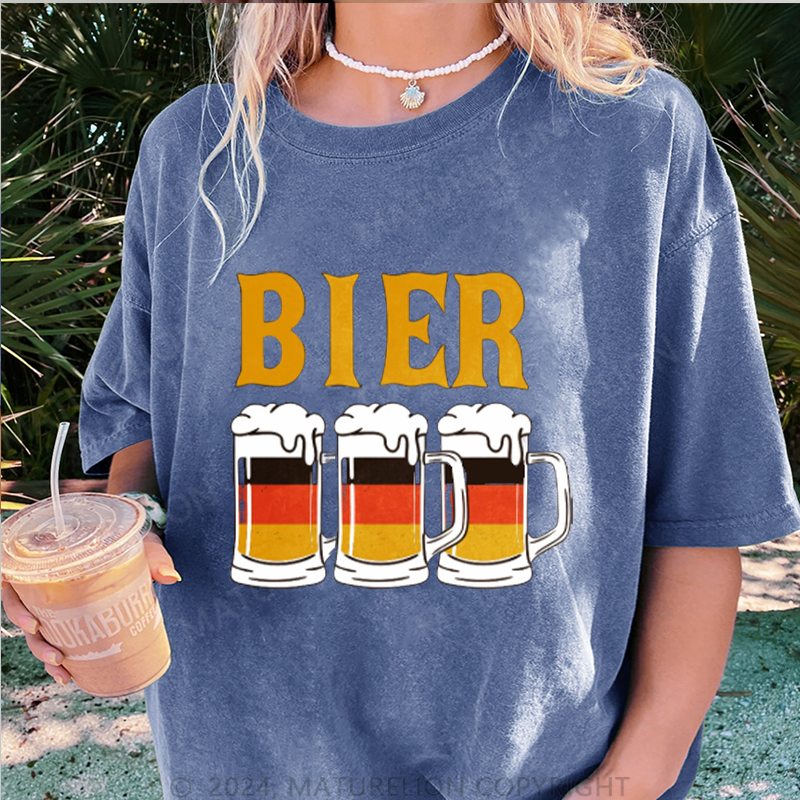 Maturelion Bier Damen Gewaschene Vintage T-Shirt