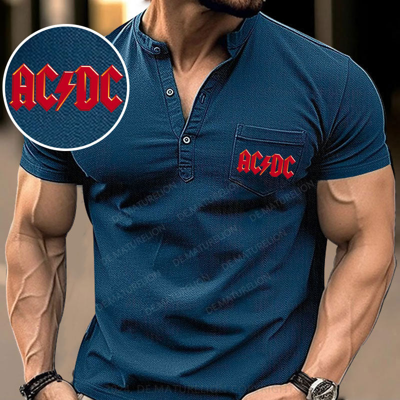 ACDC Rock Band Henley Shirt