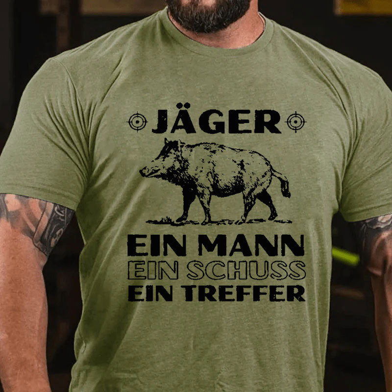 Jäger Ein Mann Ein Schuss Ein Treffer T-Shirt