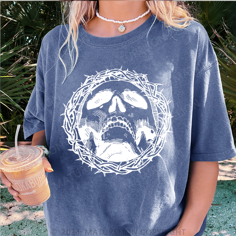 Maturelion Christus Damen Gewaschene Vintage T-Shirt