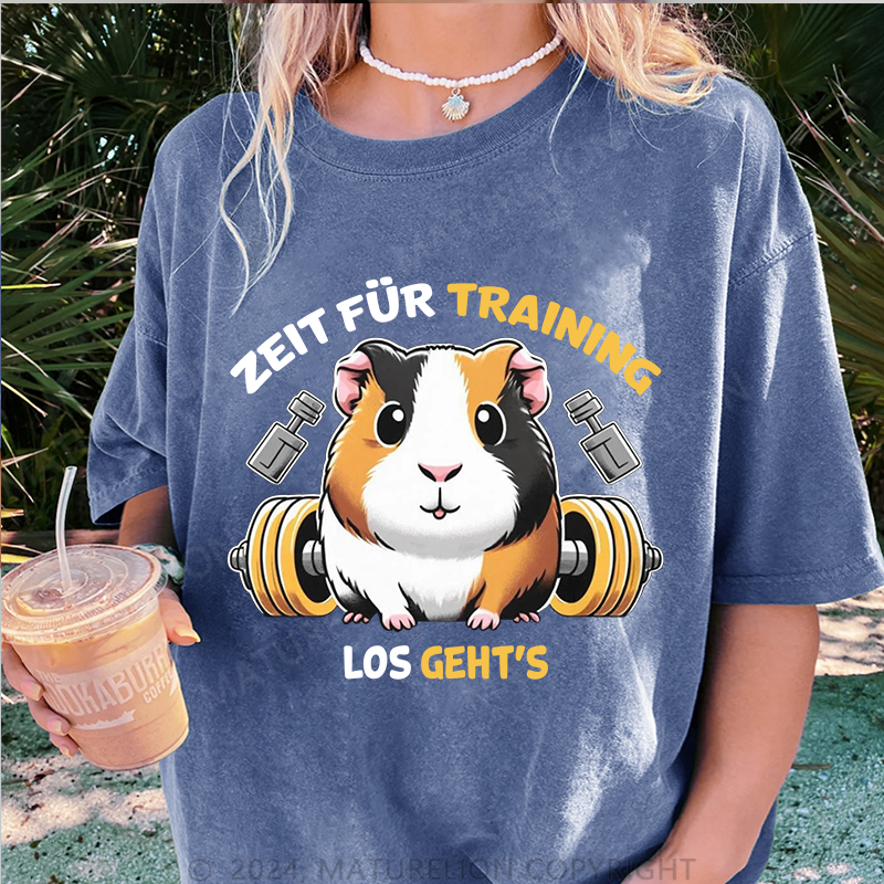 Maturelion Zeit für Training Damen Gewaschene Vintage T-Shirt